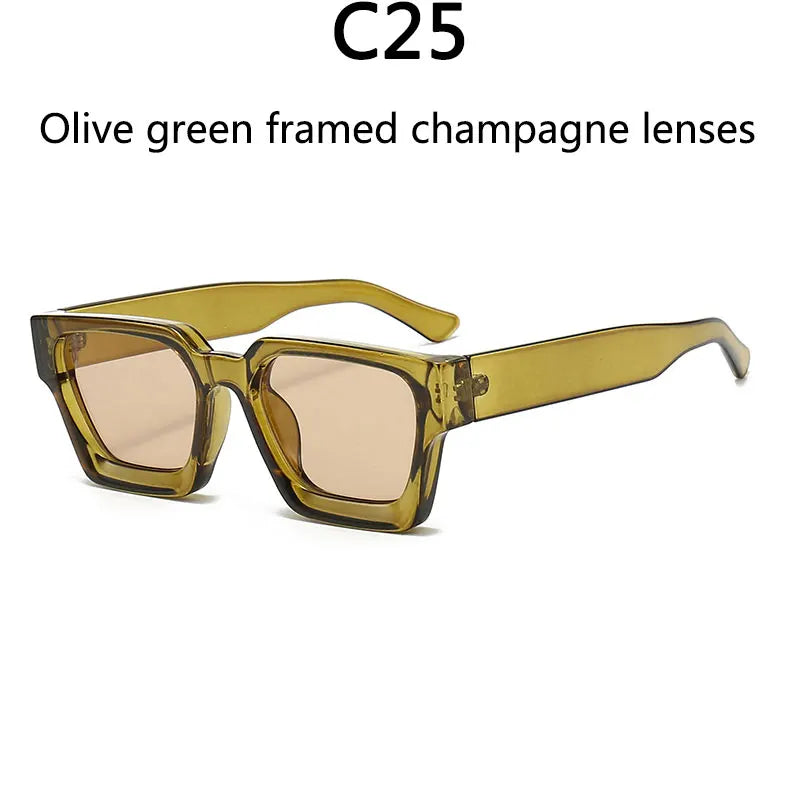 Men's Vintage Square Resin-Lens Sunglasses