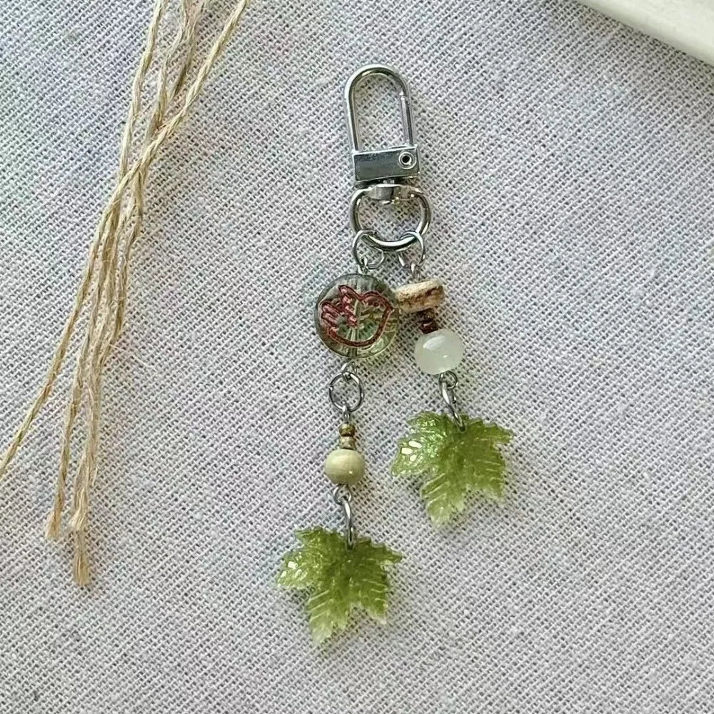 Chinese Style Autumn Maple Leaf Resin Bag Charm & Keychain