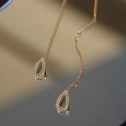 Zircon Crystal Bee Butterfly Flower Drop Ear Line Earrings for Women