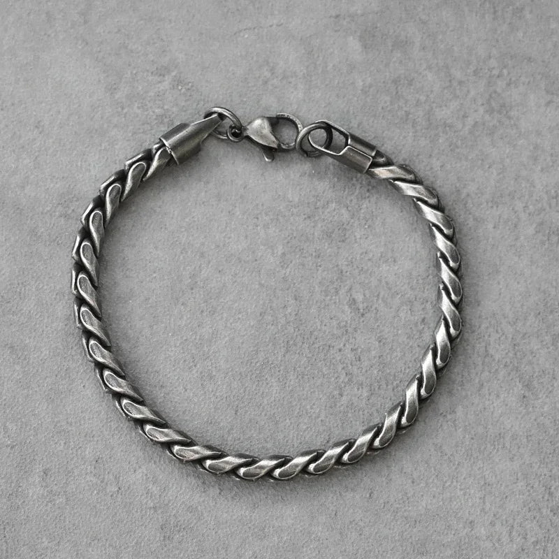 Vintage Twist-Link Stainless Steel Bracelet