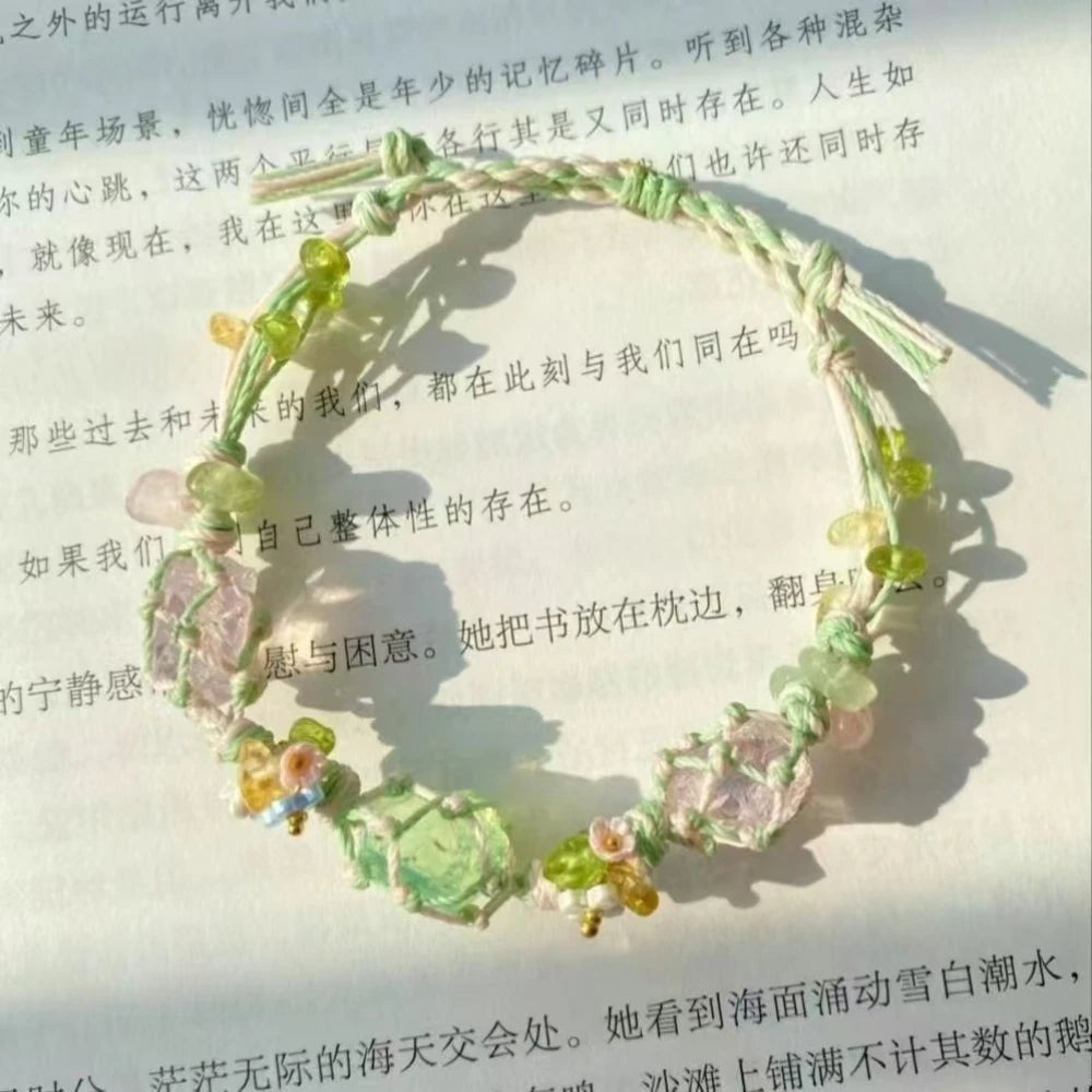 Handwoven Pebble Wreath Crystal Bracelet for Women | Best Friend Gift