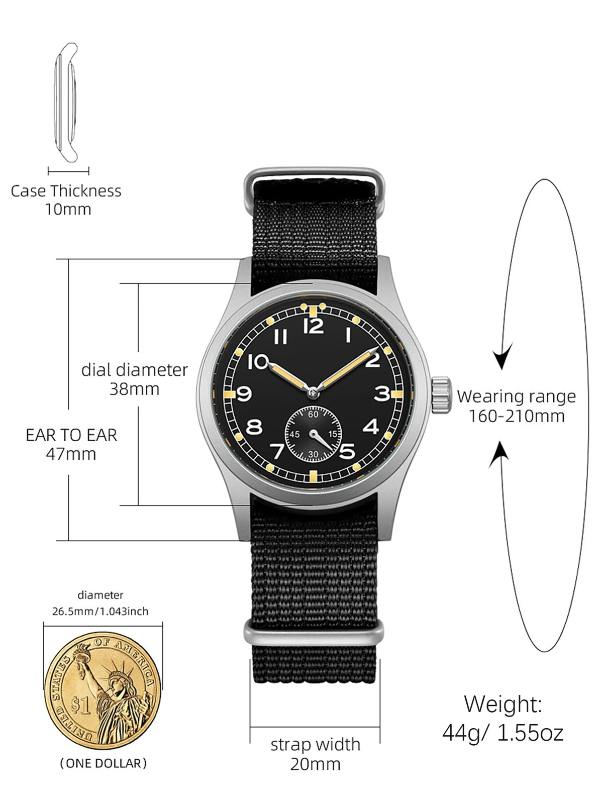Men's Vintage-Style Quartz Field Watch with Nylon Strap