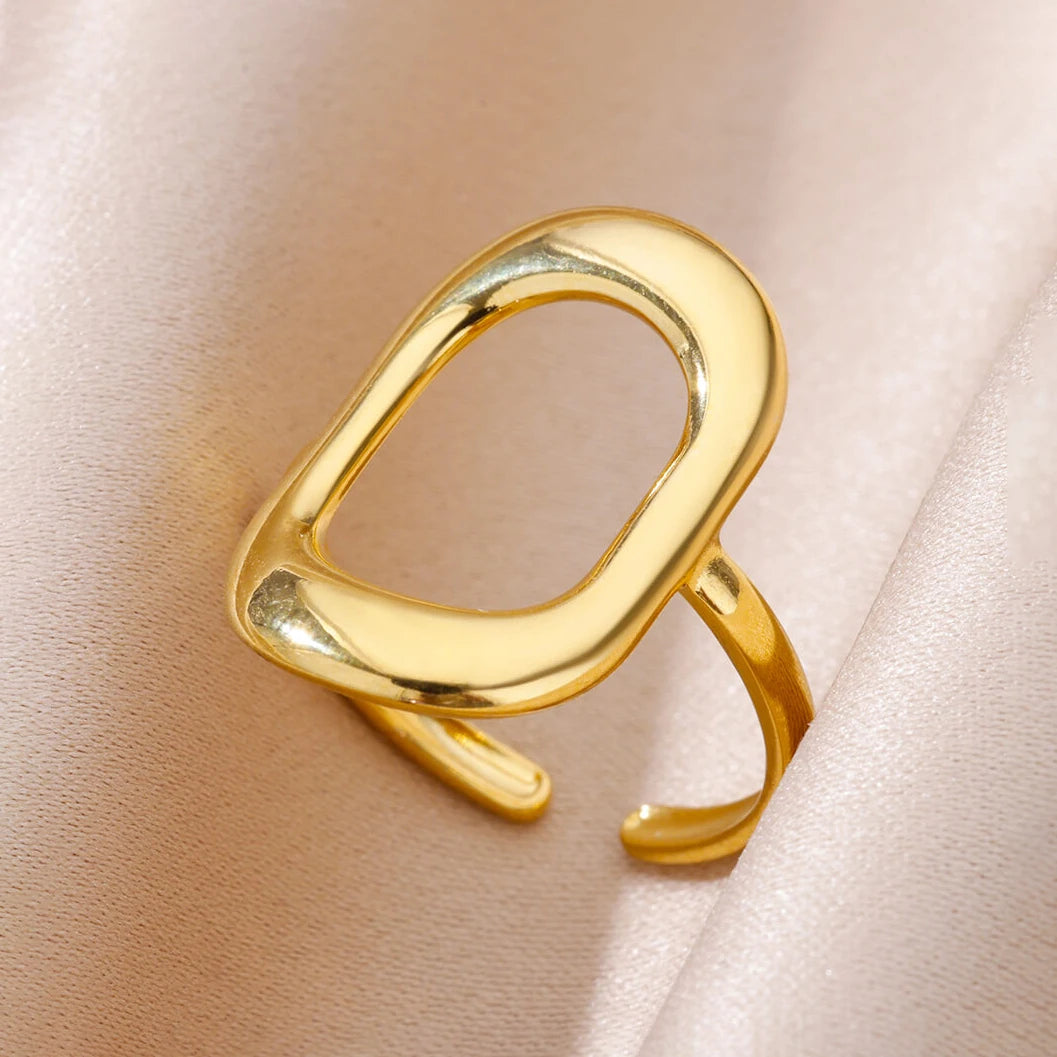Multilayer Geometric Open Ring for Women | Vintage 18K Gold Plated