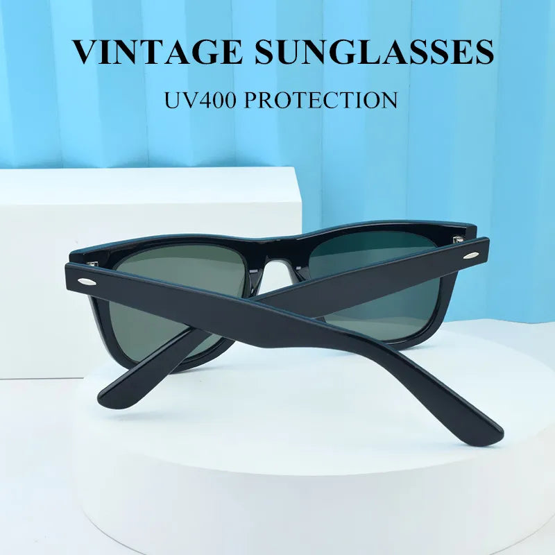 Unisex Vintage Square Resin-Frame Sunglasses