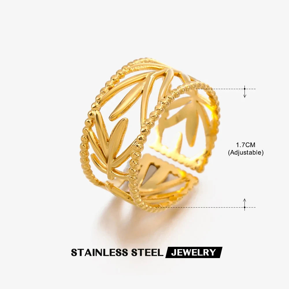 Shell & Star Adjustable Open Ring for Women | 18K Gold Plated