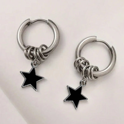 Stainless Steel Punk Star Ring Earrings for Women