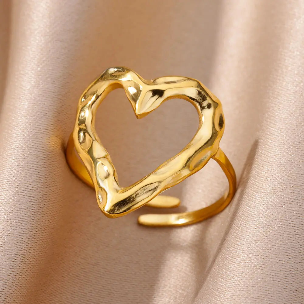 Shell & Star Adjustable Open Ring for Women | 18K Gold Plated