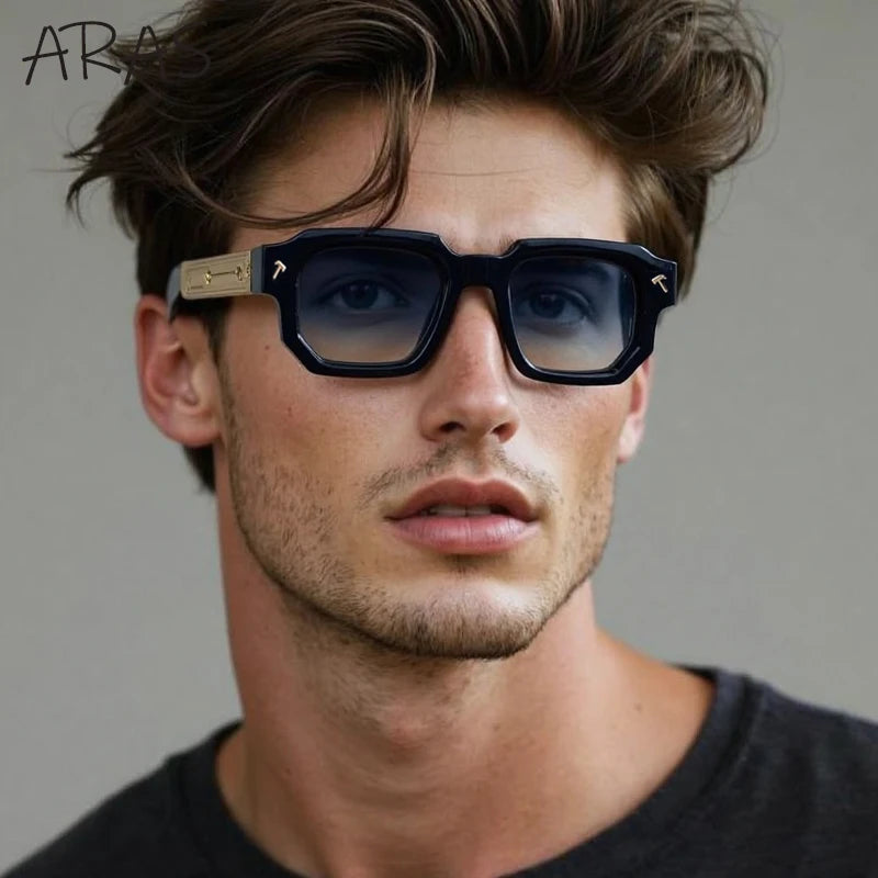Men's Vintage Square Alloy-Frame Sunglasses