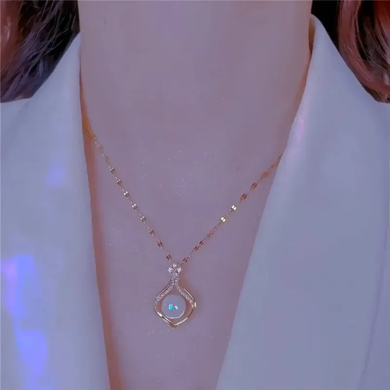 Vintage Butterfly Pendant Necklace on Snake Chain for Women