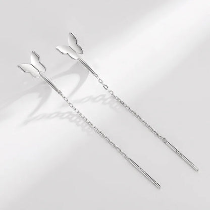 S925 Silver Micro-Inlaid Zircon Flower Ear Line Drop Earrings for Women