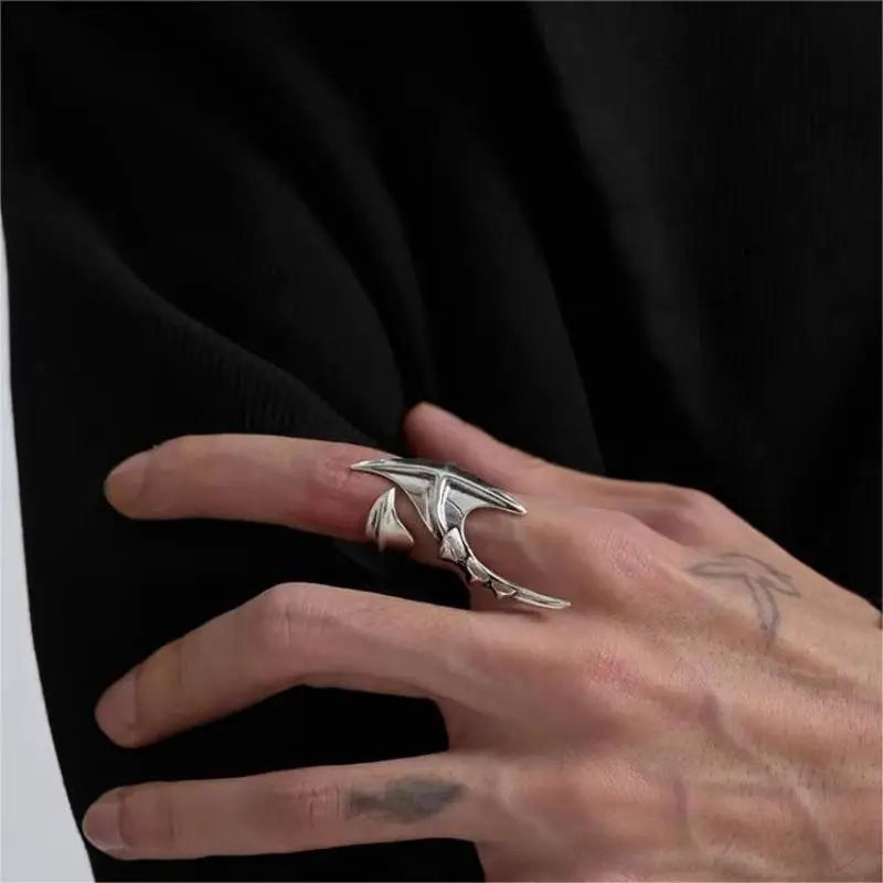 Cyberpunk Alien Open-Form Statement Ring