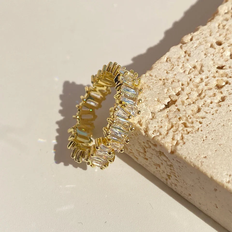 Baguette Cubic Zirconia Ring in 18K Gold for Women