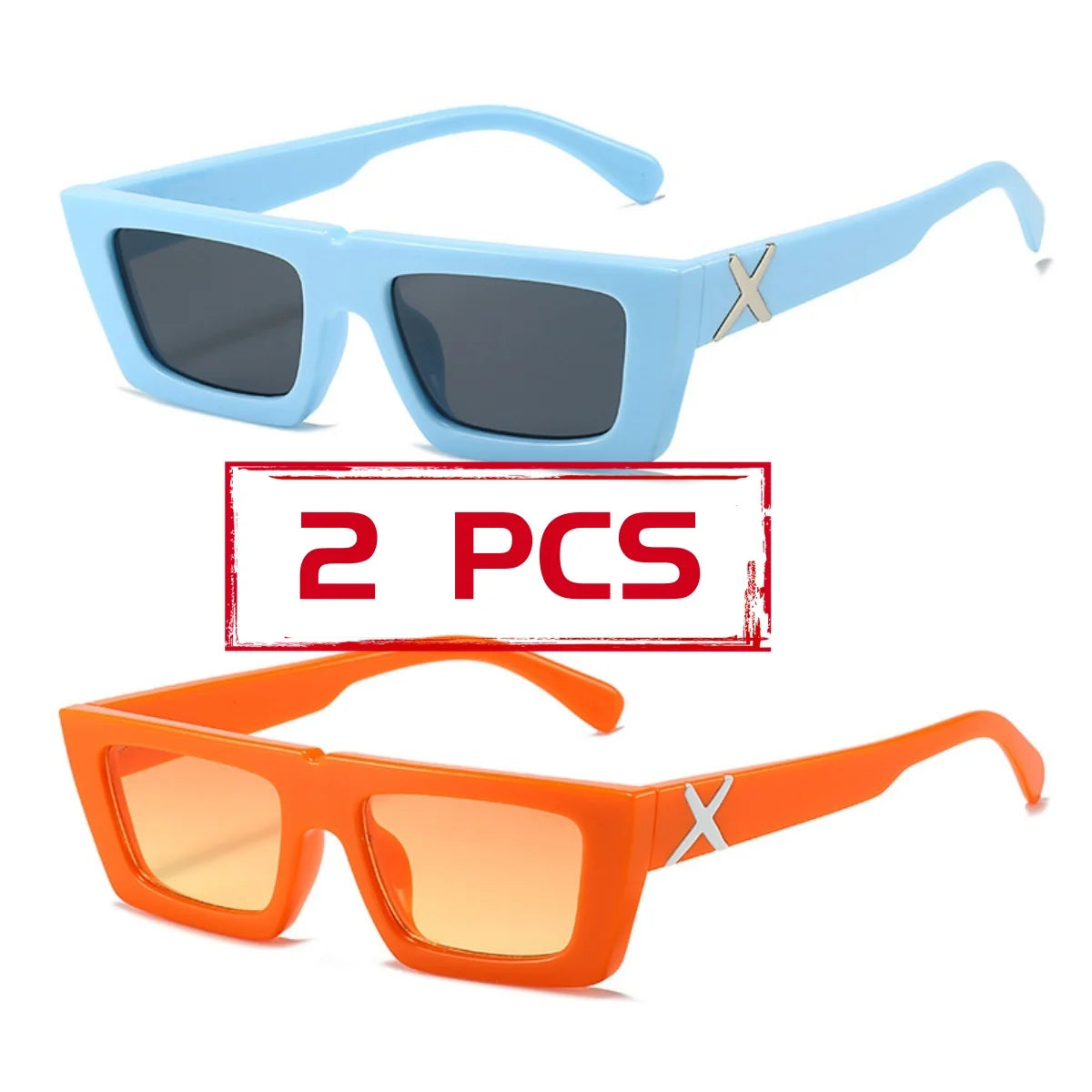 Retro Square Resin-Frame Fashion Sunglasses