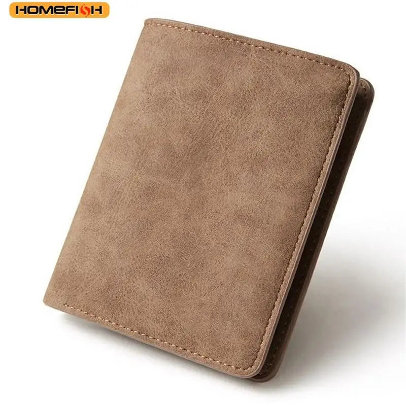 Men's Short PU Leather Bifold Wallet | Lightweight Card Holder with Bill Storage