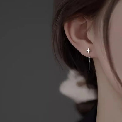 925 Sterling Silver Star Tassel Chain Earrings for Women
