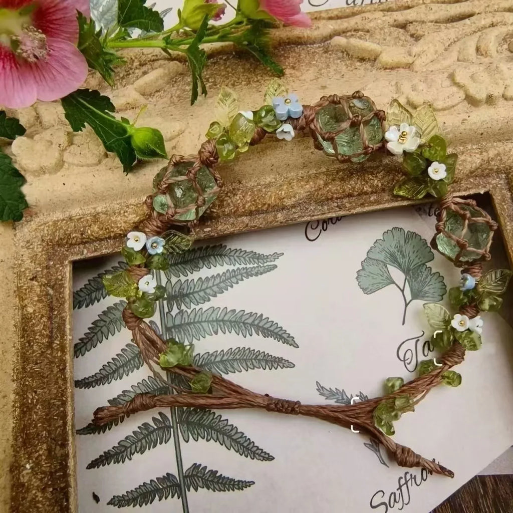 Handwoven Pebble Wreath Crystal Bracelet for Women | Best Friend Gift
