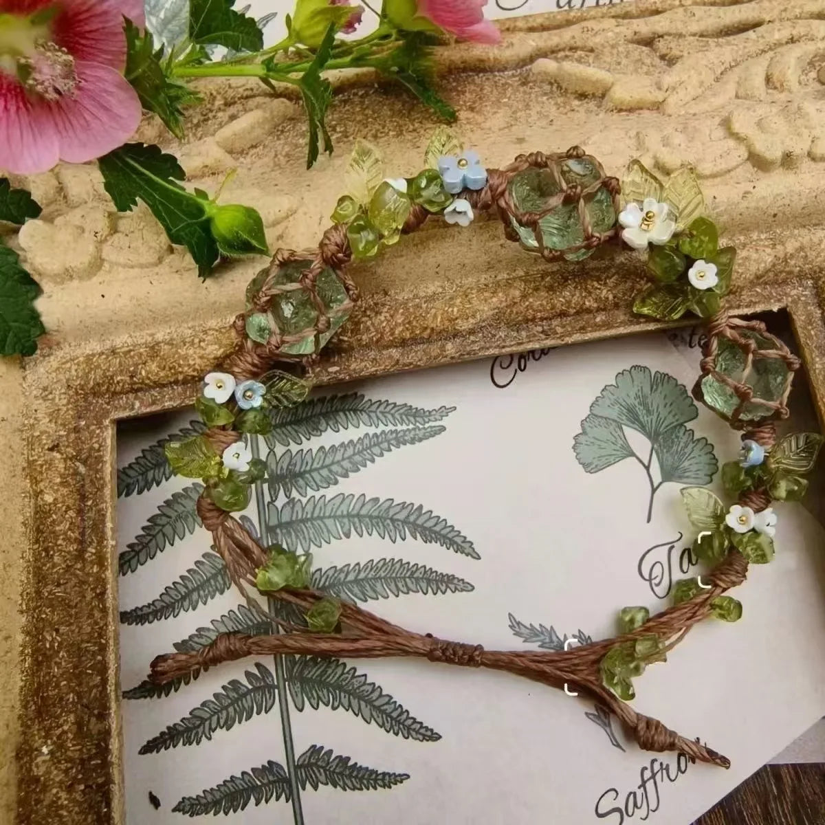 Handwoven Pebble Wreath Crystal Bracelet for Women | Best Friend Gift
