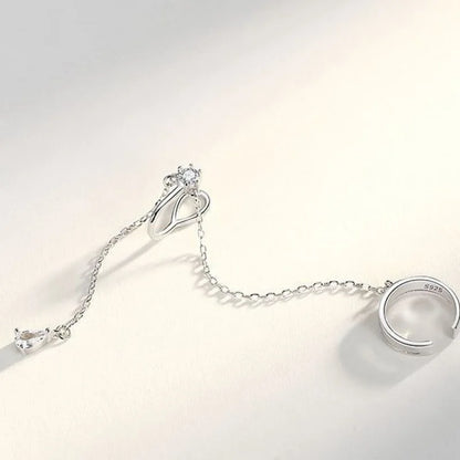 Silver Long Chain Tassel Ear Clip Earrings for Women — No Piercing