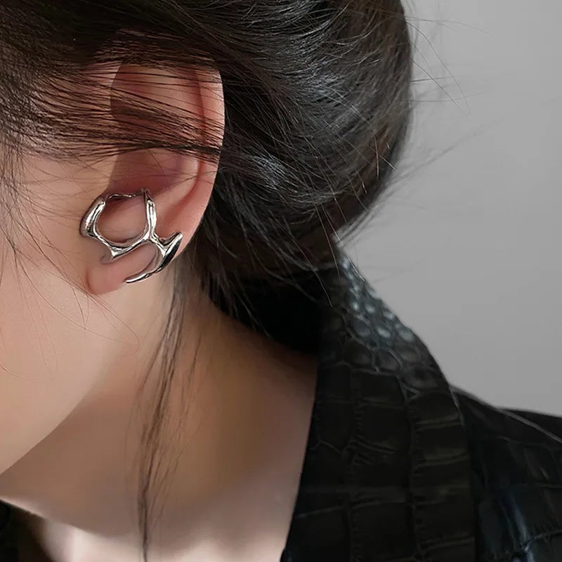 Y2K Irregular Liquid Clip Earrings for Women
