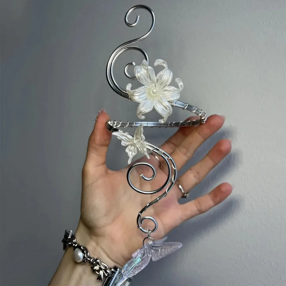 Vintage Wire Wrap Flower & Butterfly Upper Arm Cuff for Women