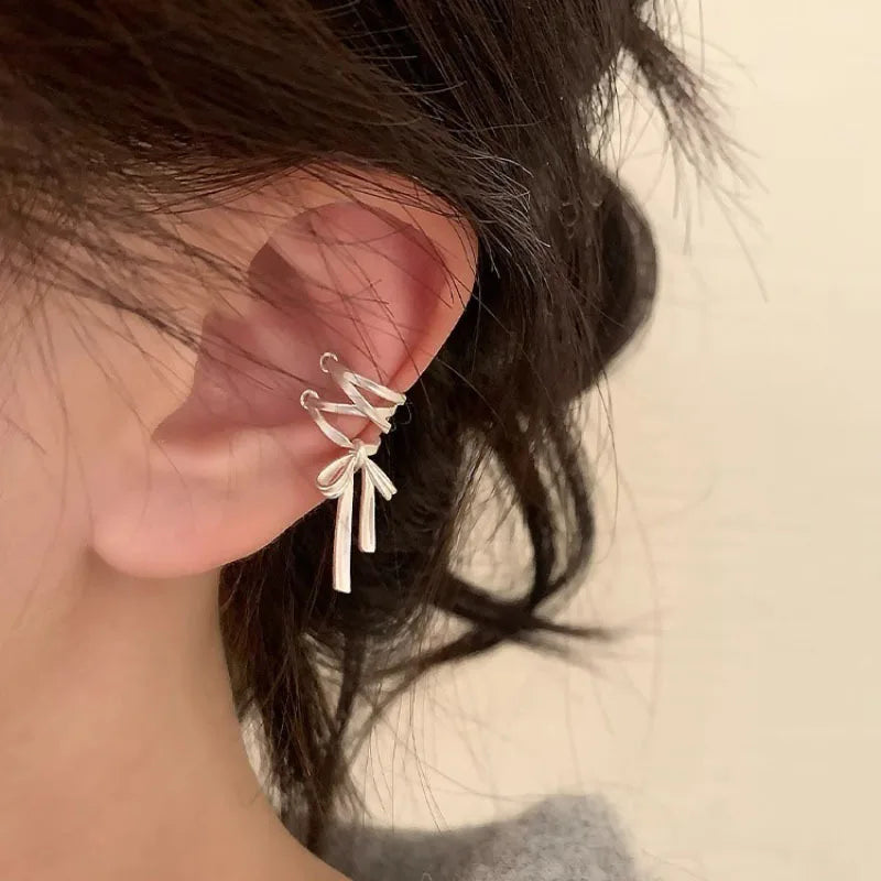 925 Sterling Silver Bow Knot Ear Clip for Women — No Piercing
