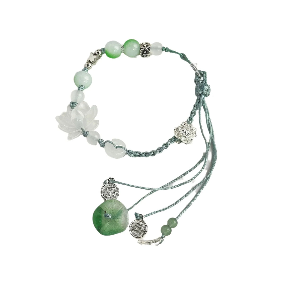 Lotus Leaf Glass Bead Woven Bracelet for Women