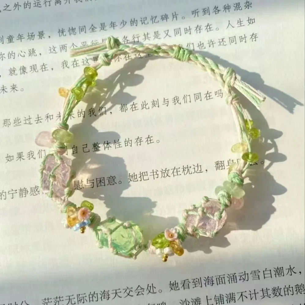 Handwoven Pebble Wreath Crystal Bracelet for Women | Best Friend Gift