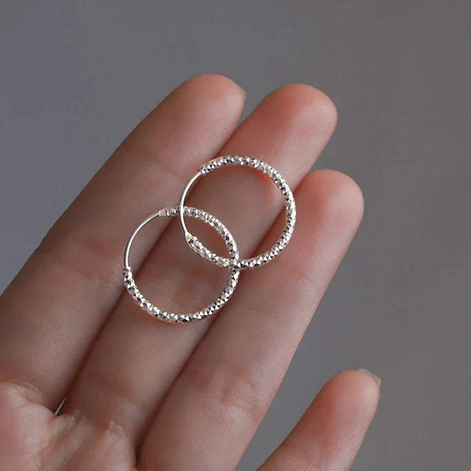 Silver Geometric Minimalist Hoop Earrings for Women