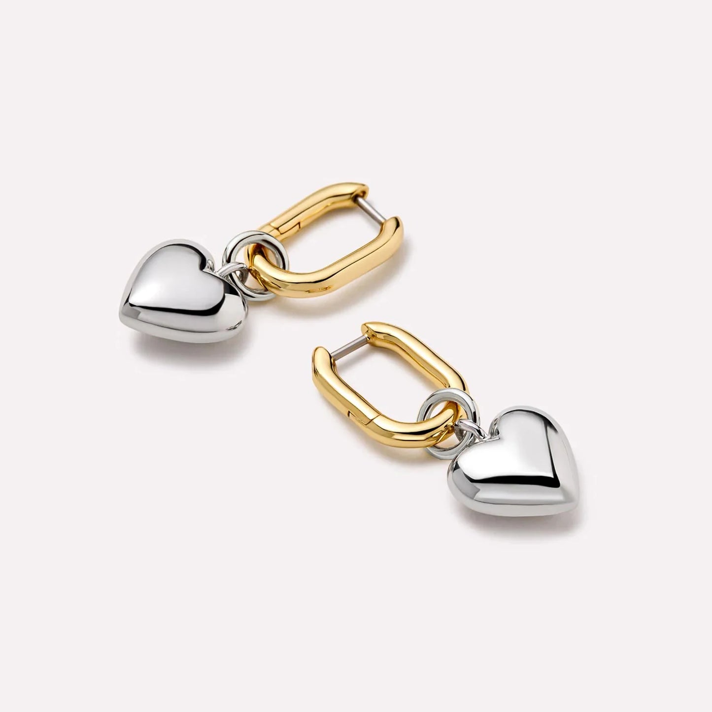 925 Sterling Silver Gold Love Heart Long Drop Clip Earrings for Women