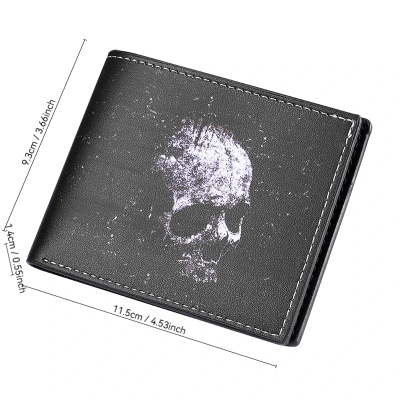 Retro Skull Print Short Men's Wallet | Gothic Coin Purse with Card Slots