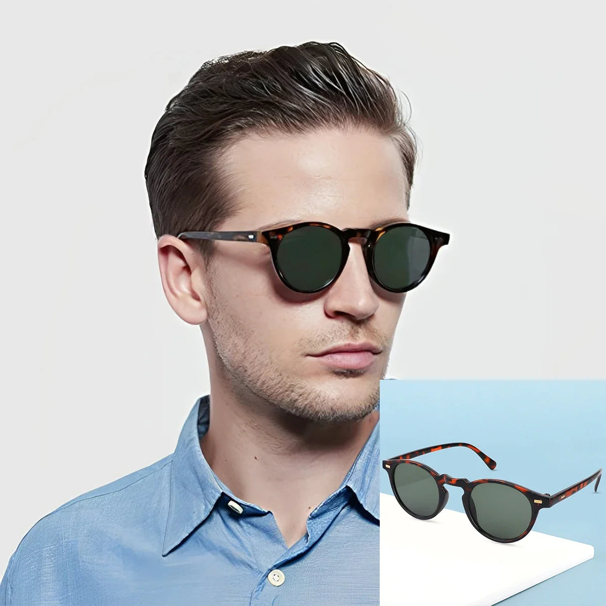 Retro Round Alloy-Frame Fashion Glasses