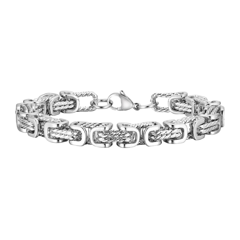 8mm Byzantine Stainless Steel Bracelet for Men
