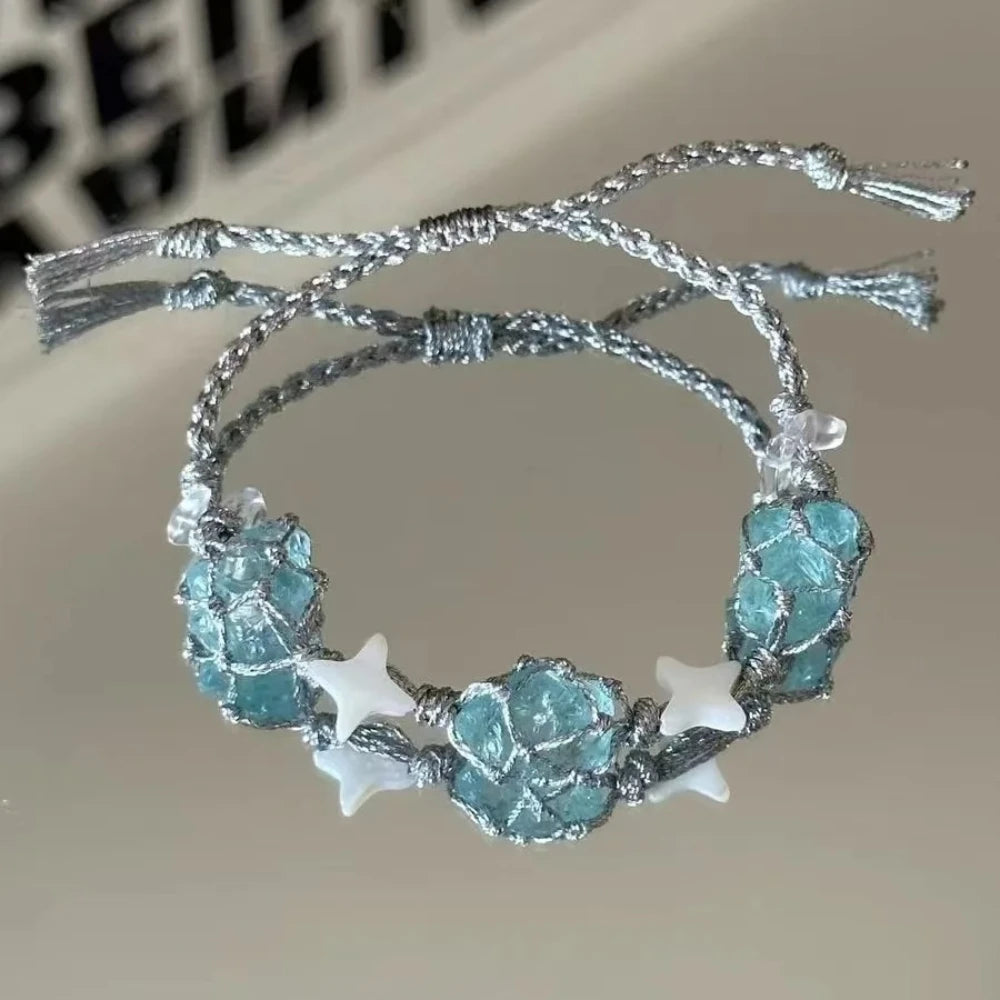 Handwoven Pebble Wreath Crystal Bracelet for Women | Best Friend Gift