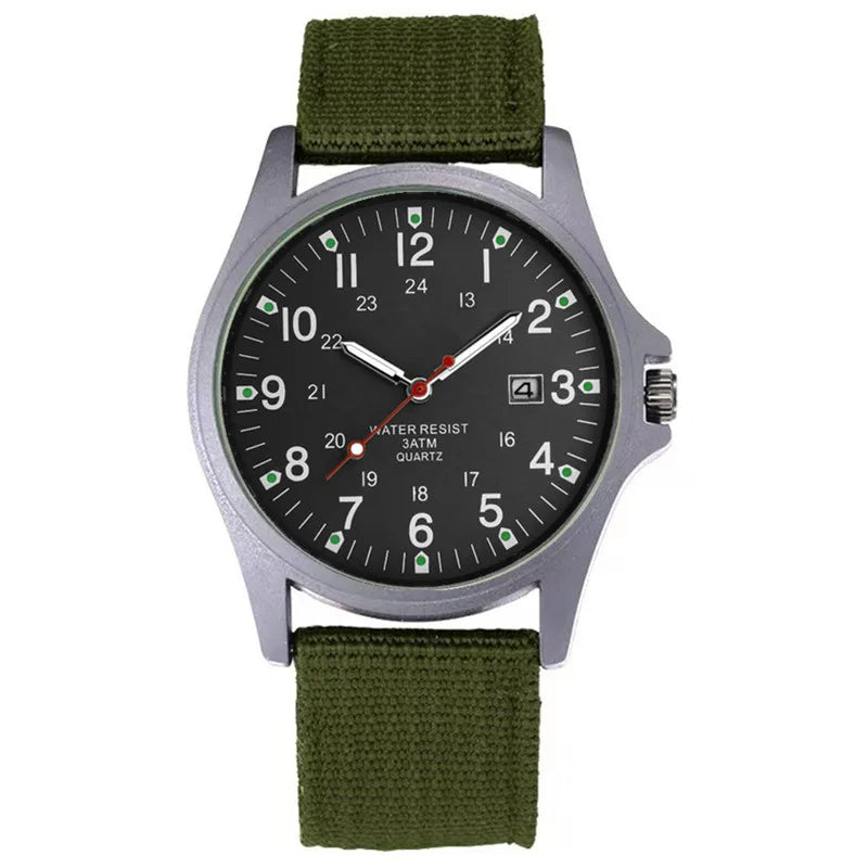 Men's Arabic Dial Quartz Watch with Silicone Strap