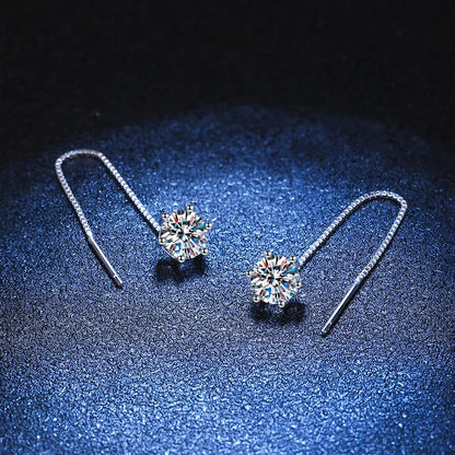 925 Sterling Silver Moissanite Tassel Drop Earrings for Women