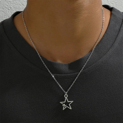 Newest Fashion Tibetan Hollow Double Star Pendant Necklace Choker Charm Black Leather Cord Factory Price Handmade Jewelry Gifts