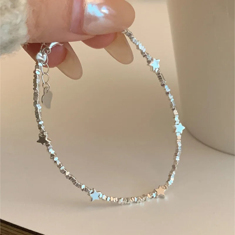 925 Sterling Silver Butterfly Bead String Bracelet for Women