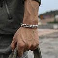 Double-Layer Bamboo-Knot Cuff Bracelet for Men
