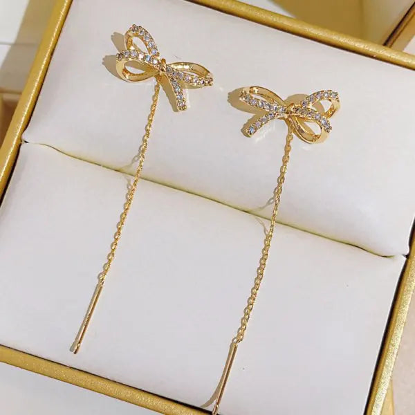 Zircon Crystal Bee Butterfly Flower Drop Ear Line Earrings for Women