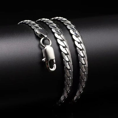 5mm Silver Twisted Flat Chain Necklace for Women and Men