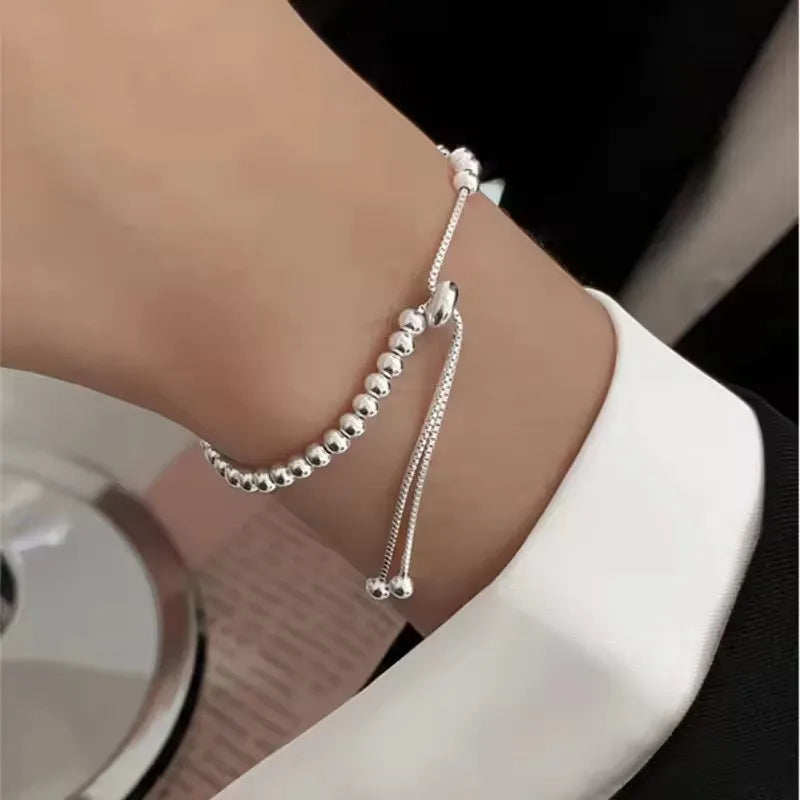 925 Sterling Silver Butterfly Bead String Bracelet for Women
