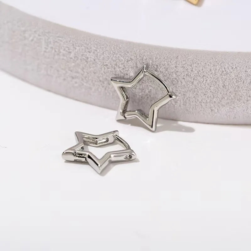Stainless Steel Star Hoop Earrings for Women