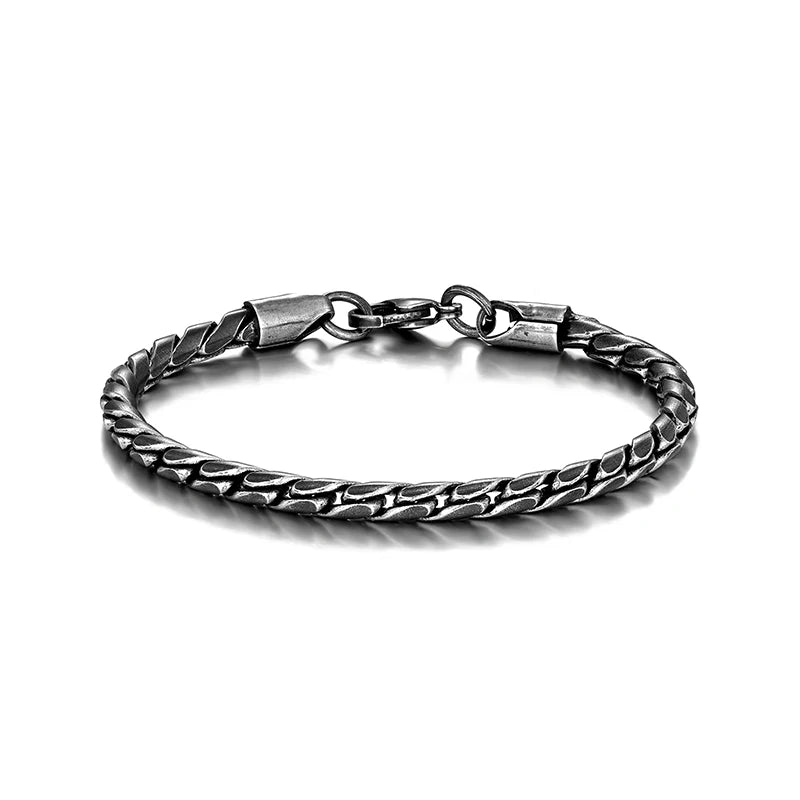 Men's Matte Black Stainless Steel Cable-Link Bracelet