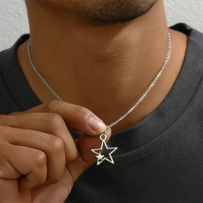 Newest Fashion Tibetan Hollow Double Star Pendant Necklace Choker Charm Black Leather Cord Factory Price Handmade Jewelry Gifts