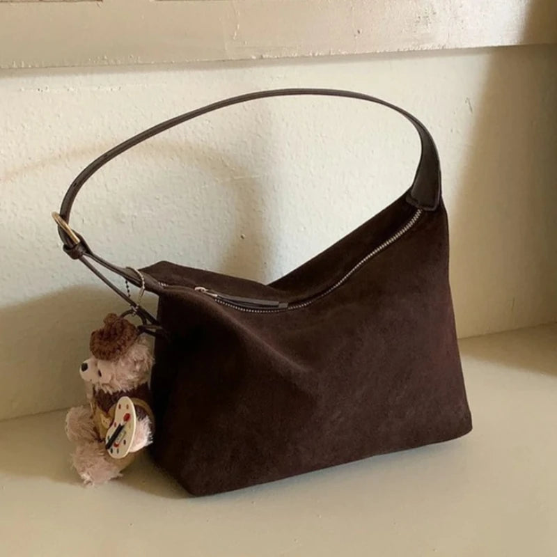 Vintage Faux Suede Saddle Bag for Women