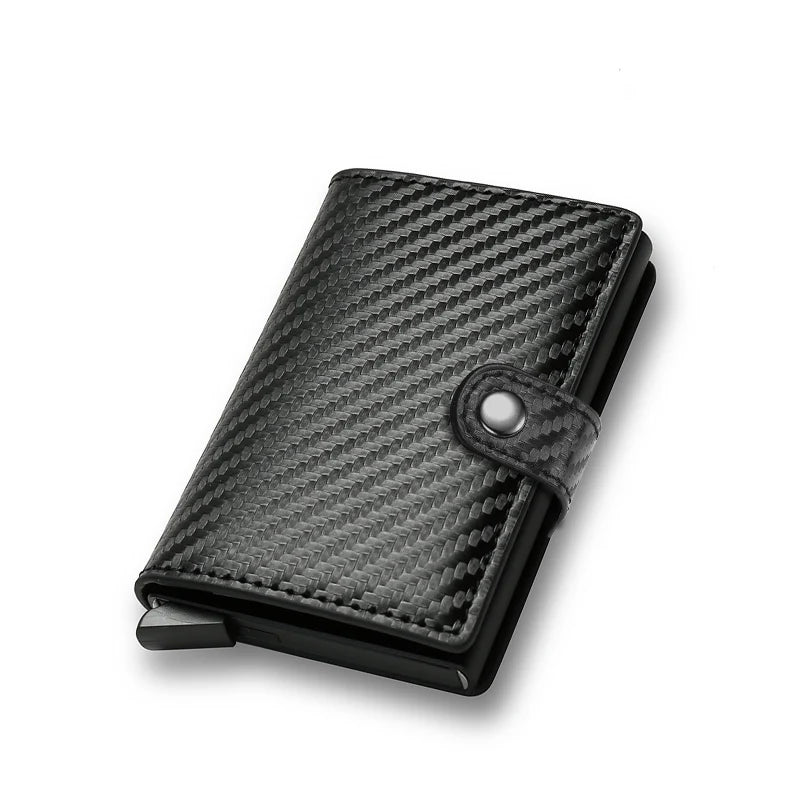 Carbon Fiber RFID Pop-Up Card Holder Wallet | Slim Metal Men's Minimalist Purse