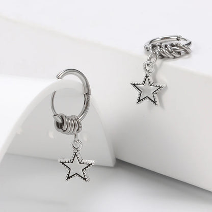 Stainless Steel Punk Star Ring Earrings for Women