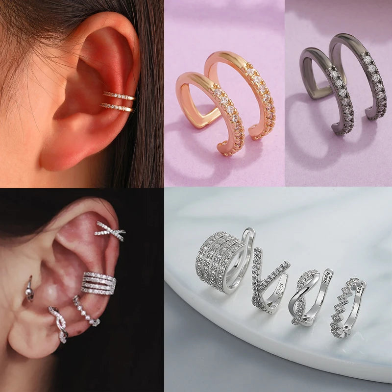 Zircon Cross Geometric Ear Cuff Clip for Women — No Piercing