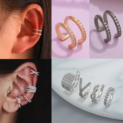 Zircon Cross Geometric Ear Cuff Clip for Women — No Piercing