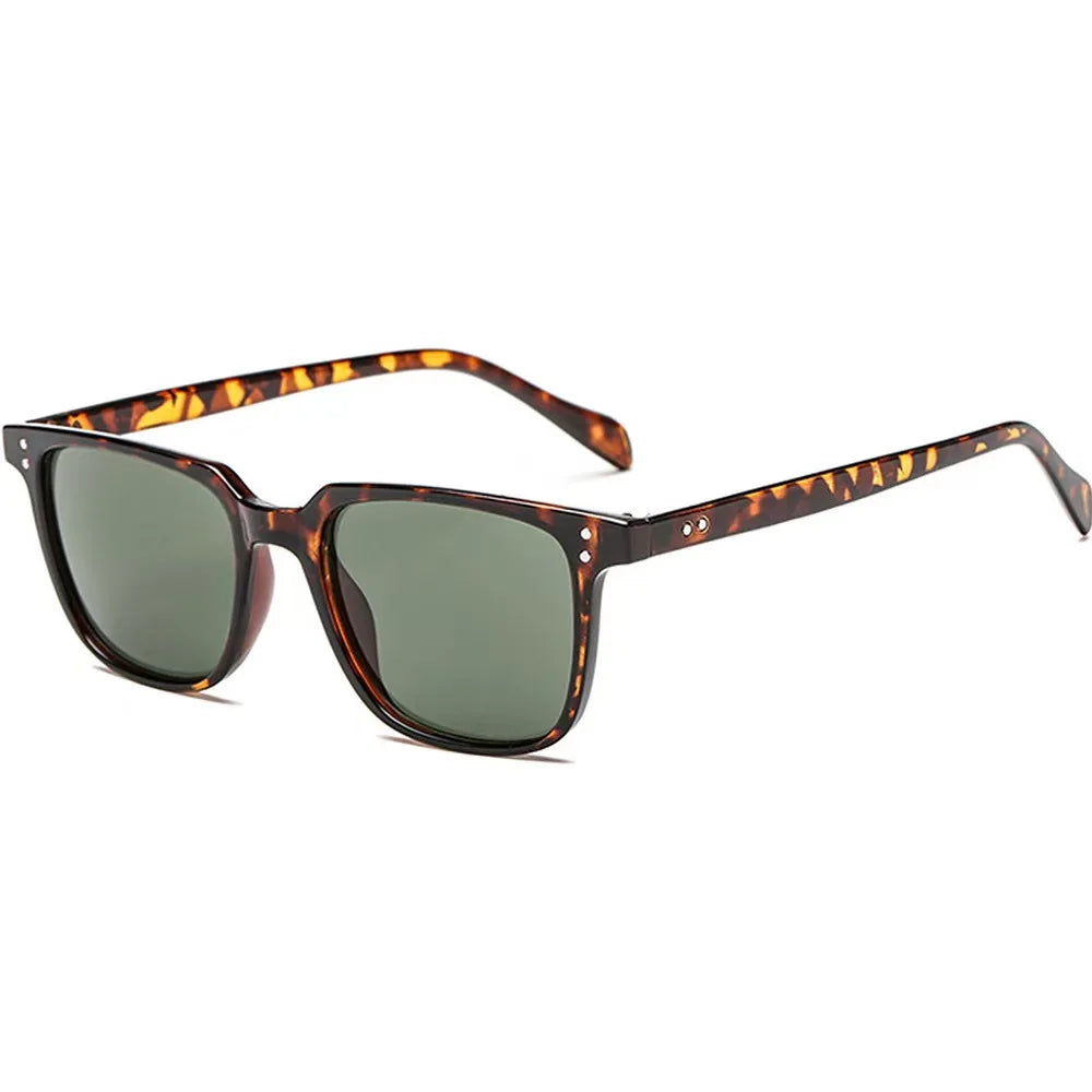 Retro Square Resin-Frame Sunglasses